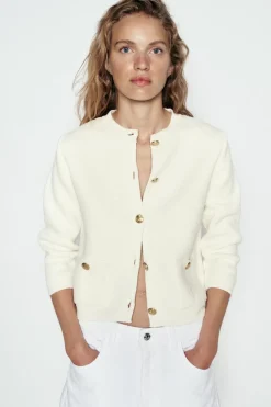 Discount CHAQUETA PUNTO LISO Mujer Cárdigan / Jerséis|Punto