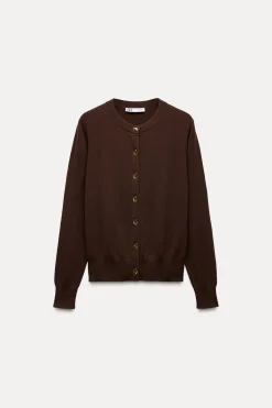 Outlet CHAQUETA PUNTO LISO BOTÓN DORADO Mujer Cárdigan / Jerséis|Punto