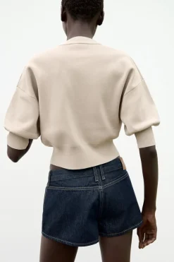 Best CHAQUETA PUNTO LISO BOTÓN FLOR Mujer Cárdigan / Jerséis|Punto