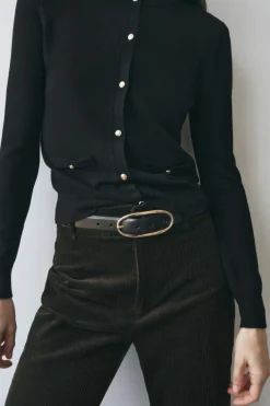 Fashion CHAQUETA PUNTO LISO BOTÓN DORADO Mujer Cárdigan / Jerséis|Punto