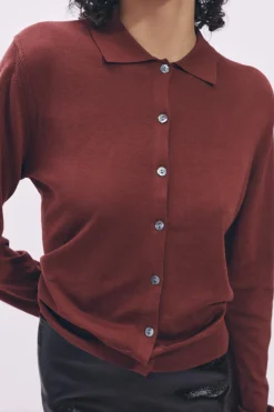 Outlet CHAQUETA PUNTO LISO CON SEDA Mujer Cárdigan / Jerséis|Punto