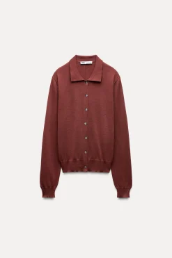 Outlet CHAQUETA PUNTO LISO CON SEDA Mujer Cárdigan / Jerséis|Punto