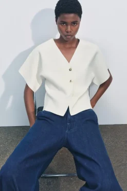 Clearance CHAQUETA PUNTO LISO MANGA CORTA Mujer Cárdigan / Jerséis|Punto