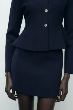 Sale CHAQUETA PUNTO LISO PEPLUM Mujer Cárdigan / Jerséis|Punto