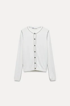 Discount CHAQUETA PUNTO LISO VIVOS CONTRASTE Mujer Cárdigan / Jerséis|Punto