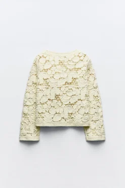 Outlet CHAQUETA PUNTO MACRAMÉ Mujer Cárdigan / Jerséis|Punto