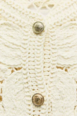 Outlet CHAQUETA PUNTO MACRAMÉ Mujer Cárdigan / Jerséis|Punto