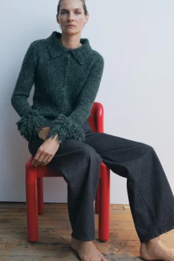 Clearance CHAQUETA PUNTO MANGAS FLECOS Mujer Cárdigan / Jerséis|Punto