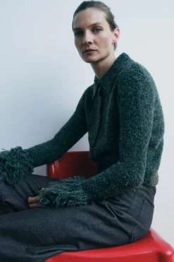 Clearance CHAQUETA PUNTO MANGAS FLECOS Mujer Cárdigan / Jerséis|Punto