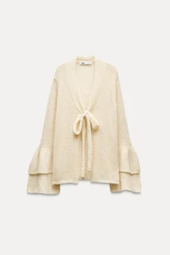 Discount CHAQUETA PUNTO MANGAS VOLANTES Mujer Cárdigan / Jerséis|Punto