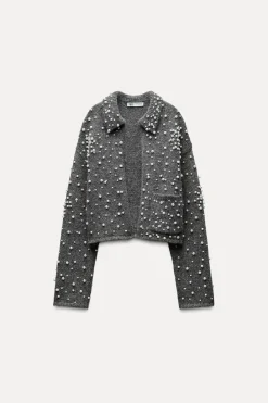 Fashion CHAQUETA PUNTO PERLAS Mujer Cárdigan / Jerséis|Punto