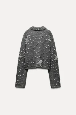 Fashion CHAQUETA PUNTO PERLAS Mujer Cárdigan / Jerséis|Punto