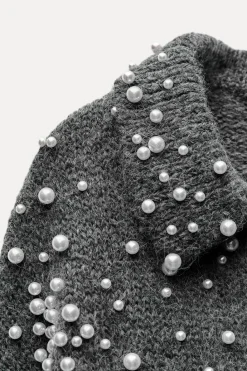 Fashion CHAQUETA PUNTO PERLAS Mujer Cárdigan / Jerséis|Punto