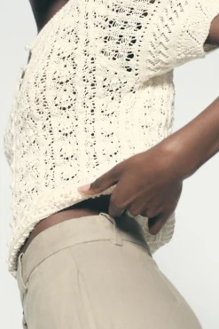 Fashion CHAQUETA PUNTO POINTELLE BOTONES PERLA Mujer Cárdigan / Jerséis|Punto