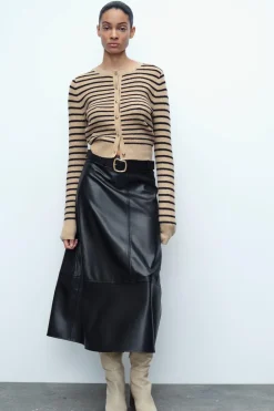 Clearance CHAQUETA PUNTO RAYAS Mujer Cárdigan / Jerséis|Punto