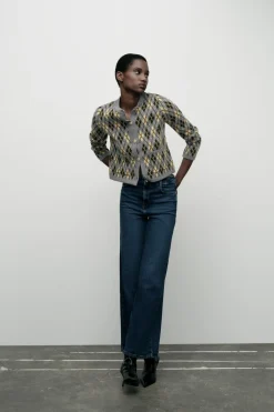 Clearance CHAQUETA PUNTO ROMBOS Mujer Cárdigan / Jerséis|Punto