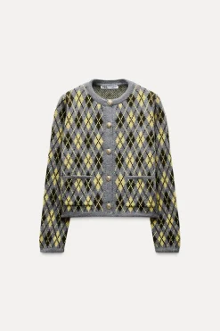 Clearance CHAQUETA PUNTO ROMBOS Mujer Cárdigan / Jerséis|Punto