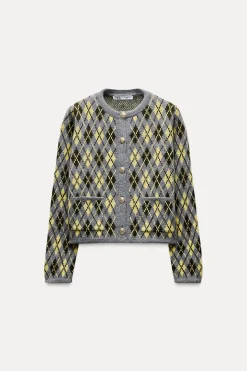 Clearance CHAQUETA PUNTO ROMBOS Mujer Cárdigan / Jerséis|Punto