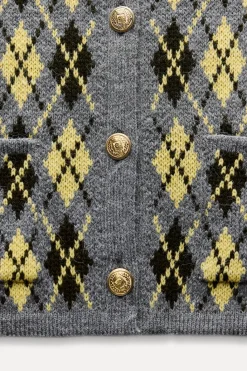 Clearance CHAQUETA PUNTO ROMBOS Mujer Cárdigan / Jerséis|Punto