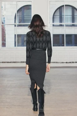 Fashion CHAQUETA PUNTO ROMBOS CINTURÓN Mujer Cárdigan / Jerséis|Punto