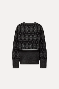 Fashion CHAQUETA PUNTO ROMBOS CINTURÓN Mujer Cárdigan / Jerséis|Punto