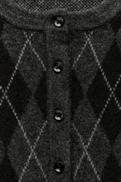 Fashion CHAQUETA PUNTO ROMBOS CINTURÓN Mujer Cárdigan / Jerséis|Punto