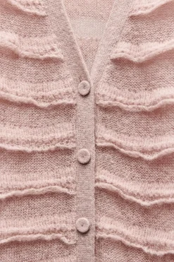 Hot CHAQUETA PUNTO VOLANTES Mujer Cárdigan / Jerséis|Punto