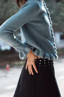 Online CHAQUETA PUNTO VOLANTES Mujer Cárdigan / Jerséis|Punto