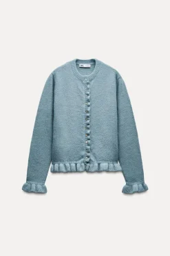 Online CHAQUETA PUNTO VOLANTES Mujer Cárdigan / Jerséis|Punto