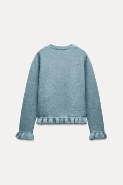 Online CHAQUETA PUNTO VOLANTES Mujer Cárdigan / Jerséis|Punto