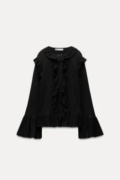 New CHAQUETA VOLANTES 100% LANA Mujer Cárdigan / Jerséis|Punto