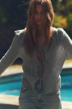 Discount CHAQUETA VOLANTES CON ALPACA Y LANA Mujer Cárdigan / Jerséis|Punto