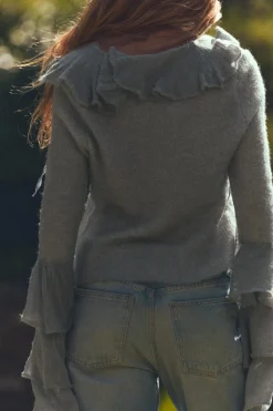 Discount CHAQUETA VOLANTES CON ALPACA Y LANA Mujer Cárdigan / Jerséis|Punto