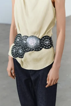 Clearance CINTURÓN CÍRCULOS PIEL TACHAS Mujer Accesorios / Bisuteria