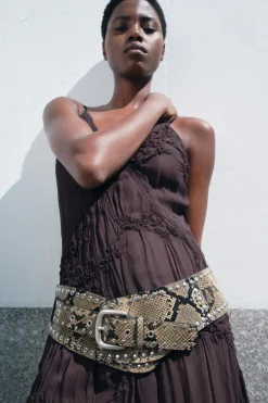 Clearance CINTURÓN FAJÍN PIEL TACHAS ESTAMPADO ANIMAL Mujer Accesorios / Bisuteria