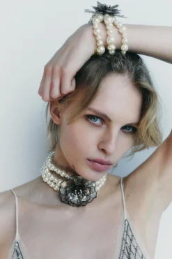 Sale COLLAR PERLAS FLOR BRILLOS Mujer Accesorios / Bisuteria