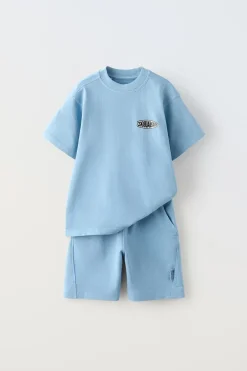 Niños ZARA 6 - 14 Años·Camisetas|6 - 14 Años·Pantalones<CONJUNTO CAMISETA Y BERMUDA GARMENT DYE