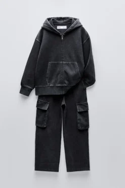Niños ZARA 6 - 14 Años·Pantalones|6 - 14 Años·Total Look<CONJUNTO EFECTO LAVADO SUDADERA Y PANTALÓN