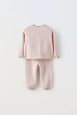 Niños ZARA 0 - 6 Meses·Punto|0 - 6 Meses·Leggings / Polainas<CONJUNTO JERSEY CHAQUETA 2 EN 1 Y PANTALÓN 100% CASHMERE