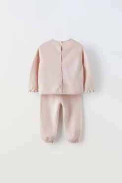 Niños ZARA 0 - 6 Meses·Punto|0 - 6 Meses·Leggings / Polainas<CONJUNTO JERSEY CHAQUETA 2 EN 1 Y PANTALÓN 100% CASHMERE