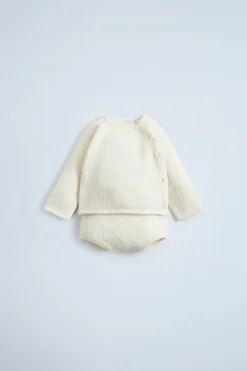 Niños ZARA 0 - 6 Meses·Punto|0 - 6 Meses·Básicos<CONJUNTO JERSEY Y BRAGUITA PUNTO CON SEDA