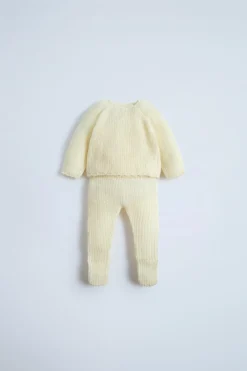 Niños ZARA 0 - 6 Meses·Punto|0 - 6 Meses·Leggings / Polainas<CONJUNTO JERSEY Y POLAINA CON LANA ALPACA