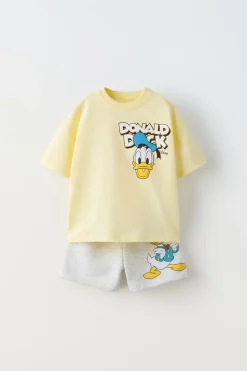 Niños ZARA 1½ - 6 Años·Camisetas|1½ - 6 Años·Pantalones / Leggings<CONJUNTO JOGGING CAMISETA Y BERMUDA PATO DONALD © DISNEY