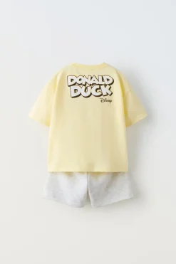 Niños ZARA 1½ - 6 Años·Camisetas|1½ - 6 Años·Pantalones / Leggings<CONJUNTO JOGGING CAMISETA Y BERMUDA PATO DONALD © DISNEY