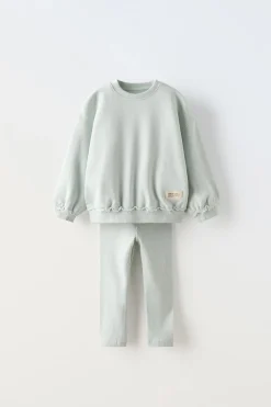 Niños ZARA 1½ - 6 Años·Sudaderas|1½ - 6 Años·Pantalones<CONJUNTO JOGGING SUDADERA Y LEGGING OVERSIZE