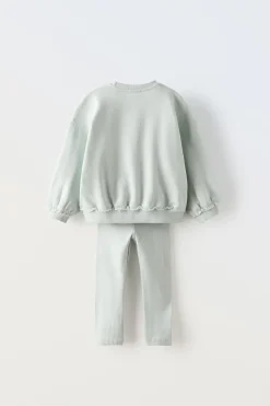 Niños ZARA 1½ - 6 Años·Sudaderas|1½ - 6 Años·Pantalones<CONJUNTO JOGGING SUDADERA Y LEGGING OVERSIZE