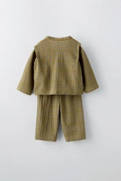 Niños ZARA 6 - 18 Meses·Conjuntos|6 - 18 Meses·Pantalones / Leggings<CONJUNTO KIMONO CUADROS
