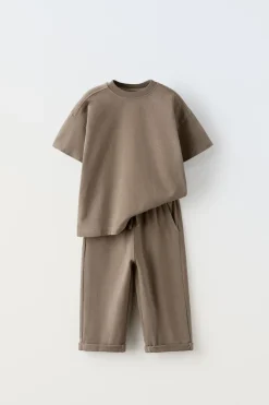 Niños ZARA 1½ - 6 Años·Camisetas|1½ - 6 Años·Pantalones / Leggings<CONJUNTO LISO CAMISETA Y PANTALÓN