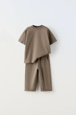 Niños ZARA 1½ - 6 Años·Camisetas|1½ - 6 Años·Pantalones / Leggings<CONJUNTO LISO CAMISETA Y PANTALÓN