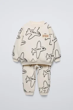 Niños ZARA 1½ - 6 Años·Sudaderas|1½ - 6 Años·Pantalones<CONJUNTO SUDADERA Y JOGGER AVIONES